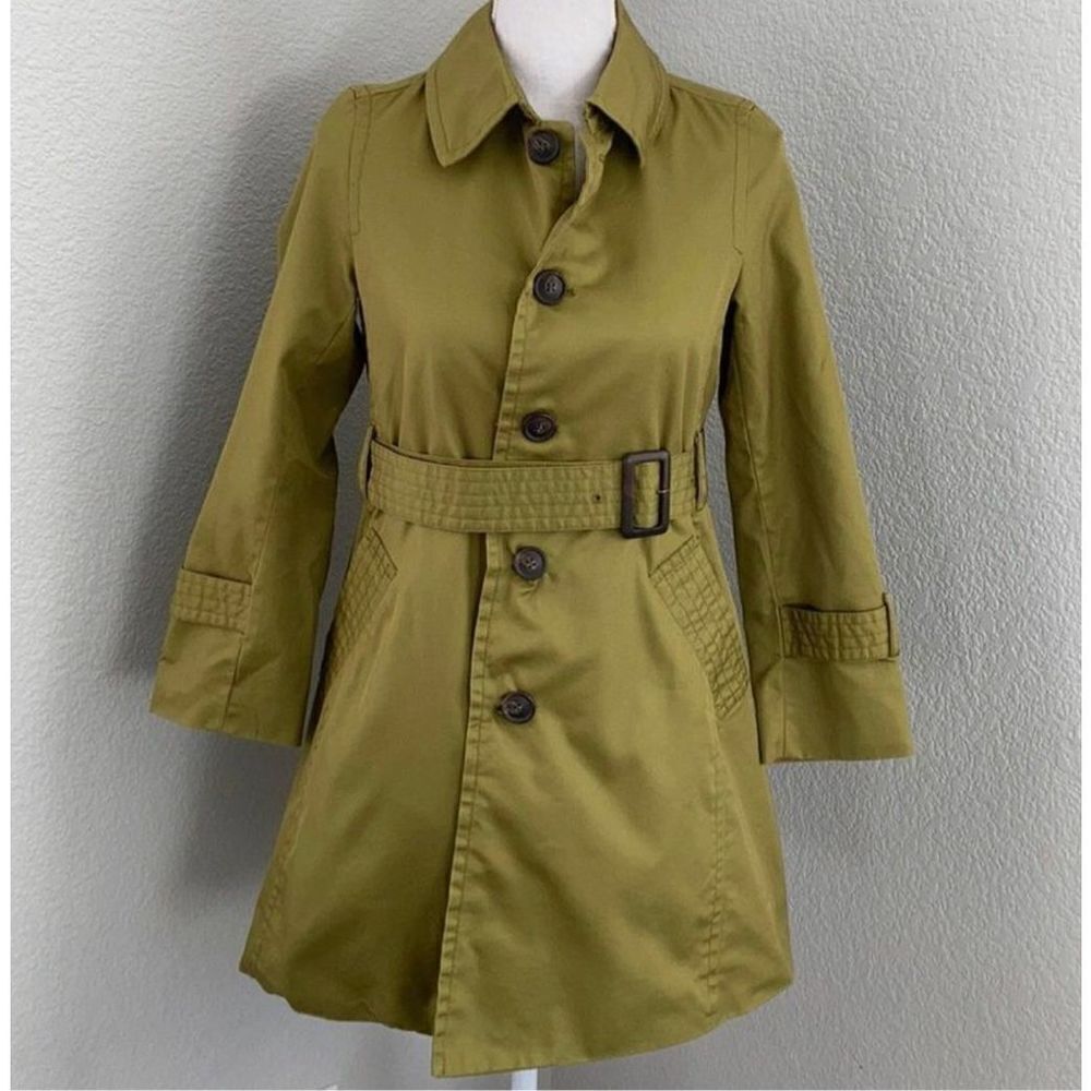 Ropé Picnic Green Belted Trench Coat Size 38/Small